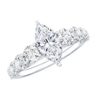 Rosec Jewels-Marquise Moissanite Engagement Ring With Side Stones