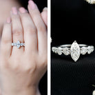 Rosec Jewels-Marquise Moissanite Engagement Ring With Side Stones