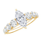 Rosec Jewels-Marquise Moissanite Engagement Ring With Side Stones