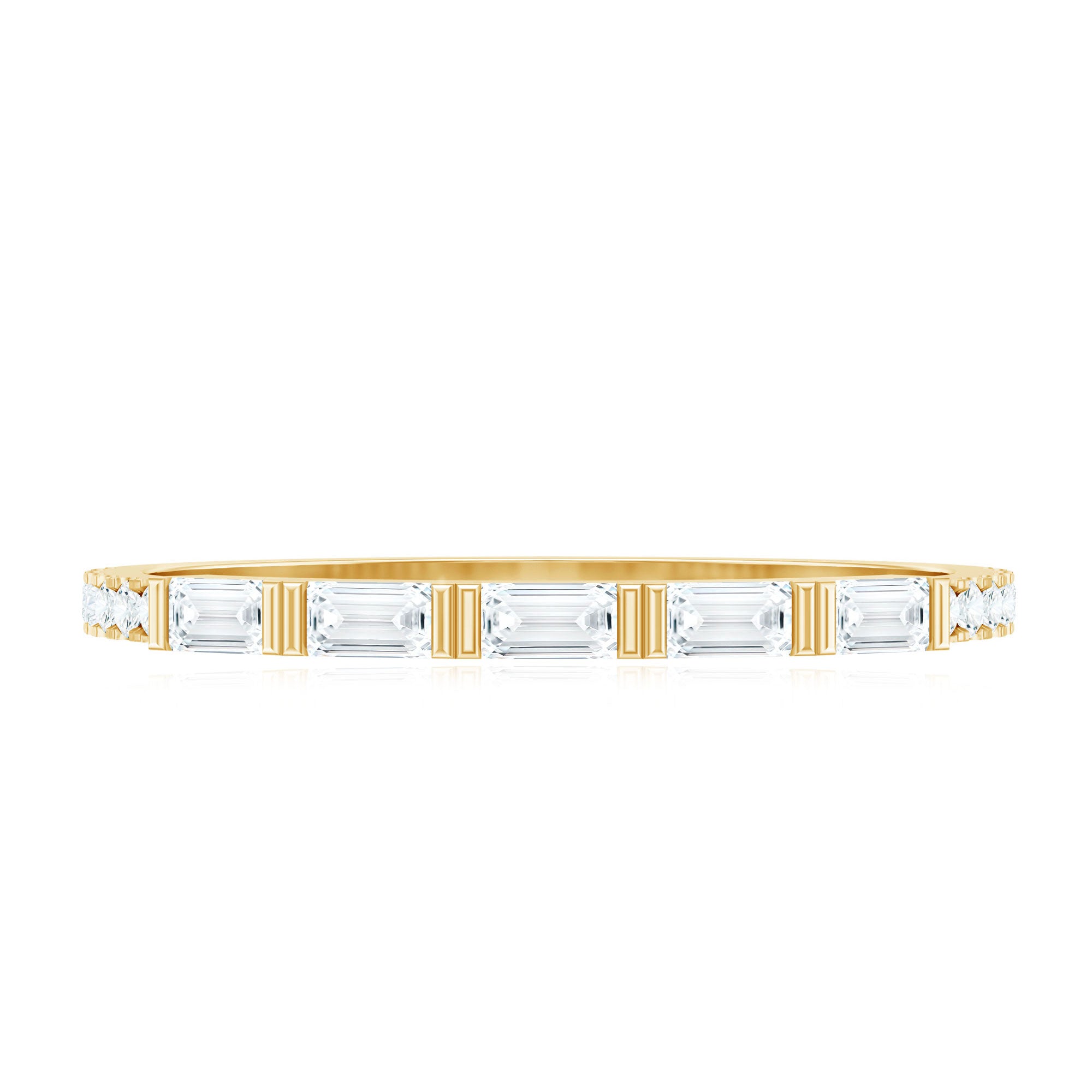 Baguette Shape Moissanite Stackable Ring in Bar Setting D-VS1 - Rosec Jewels
