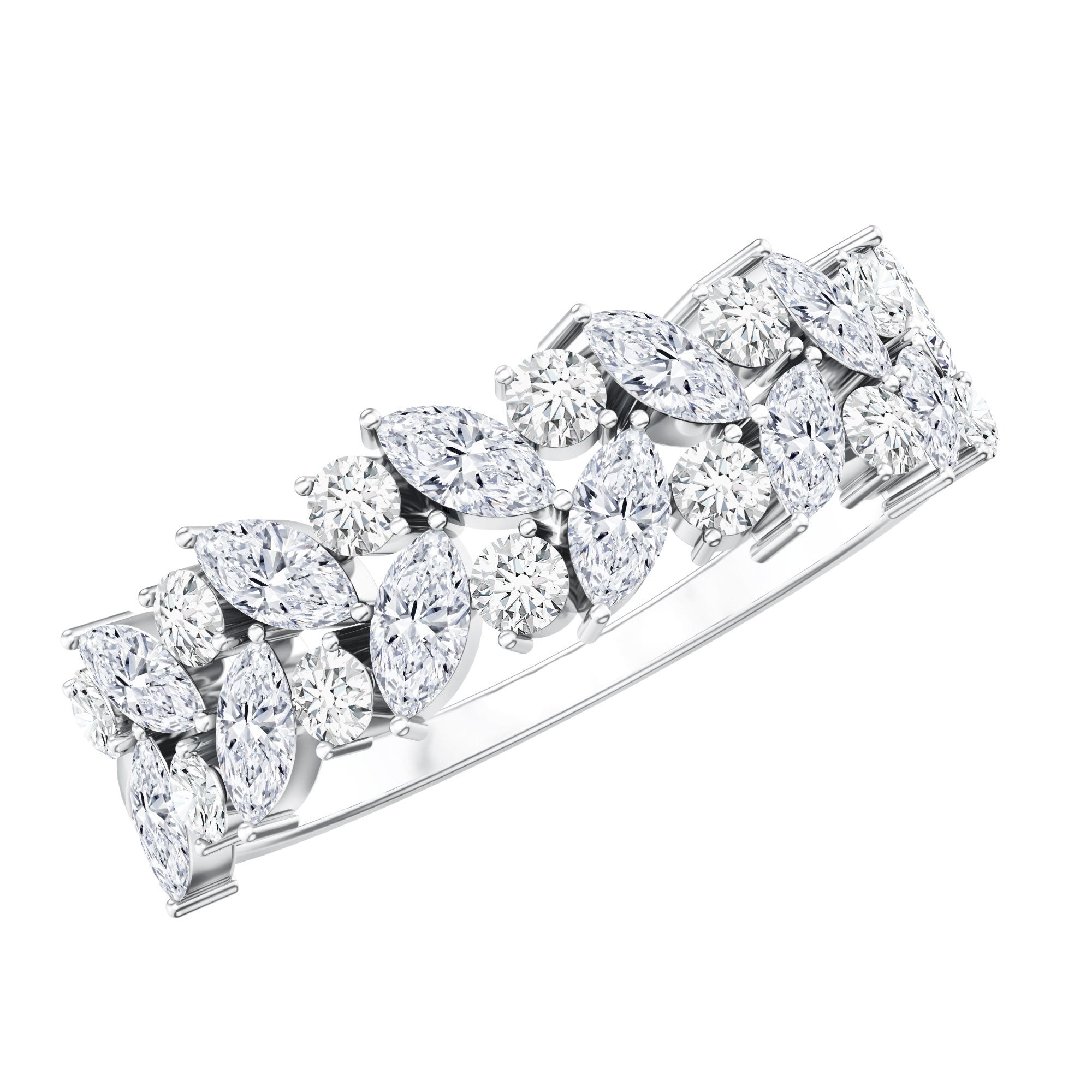 Certified Moissanite Cluster Eternity Band D-VS1 - Rosec Jewels