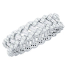 Baguette and Round Moissanite Braided Wedding Band D-VS1 - Rosec Jewels