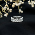 Baguette and Round Moissanite Braided Wedding Band D-VS1 - Rosec Jewels