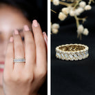 Baguette and Round Moissanite Braided Wedding Band D-VS1 - Rosec Jewels