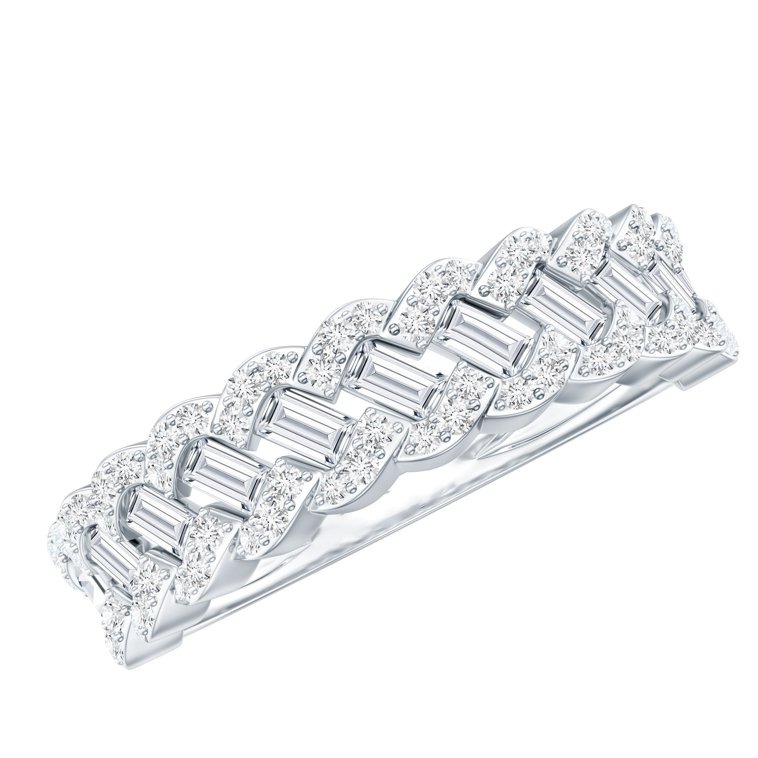 Certified Moissanite Braided Half Eternity Band Ring D-VS1 - Rosec Jewels