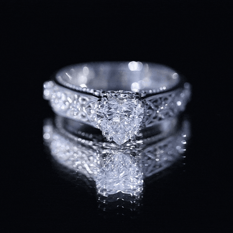 Rosec Jewels-Heart Shape Moissanite Filigree Style Engagement Rings