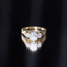 Certified Moissanite Three Stone Engagement Ring with Crossover Shank D-VS1 - Rosec Jewels