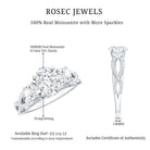 Certified Moissanite Three Stone Engagement Ring with Crossover Shank D-VS1 - Rosec Jewels