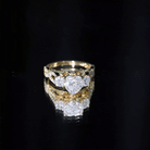 Rosec Jewels-1.5 Carat Heart Moissanite 3 Stone Engagement Ring in Crossover Band