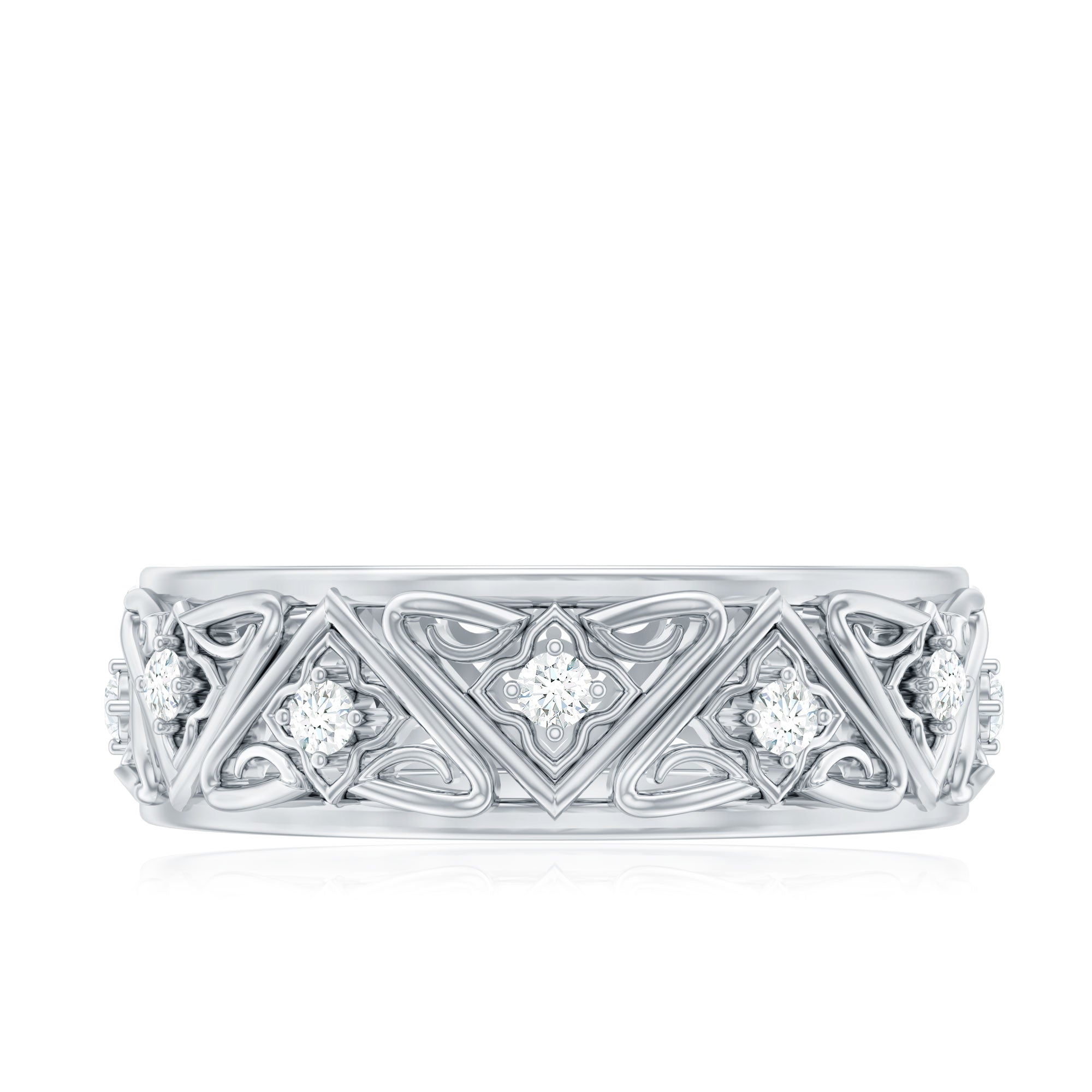 Vintage Style Diamond Wedding Band Ring Natural - ( HI-SI ) - Rosec Jewels