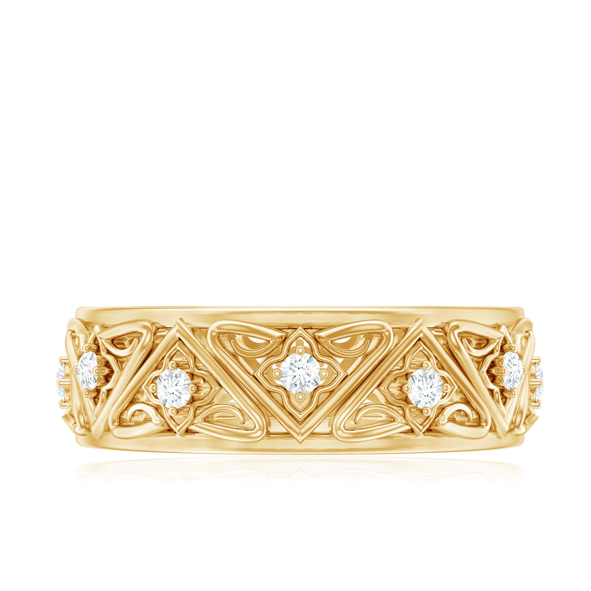 Vintage Style Diamond Wedding Band Ring Natural - ( HI-SI ) - Rosec Jewels