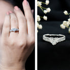 2 CT Moissanite Heart Engagement Ring with Beaded Details D-VS1 - Rosec Jewels