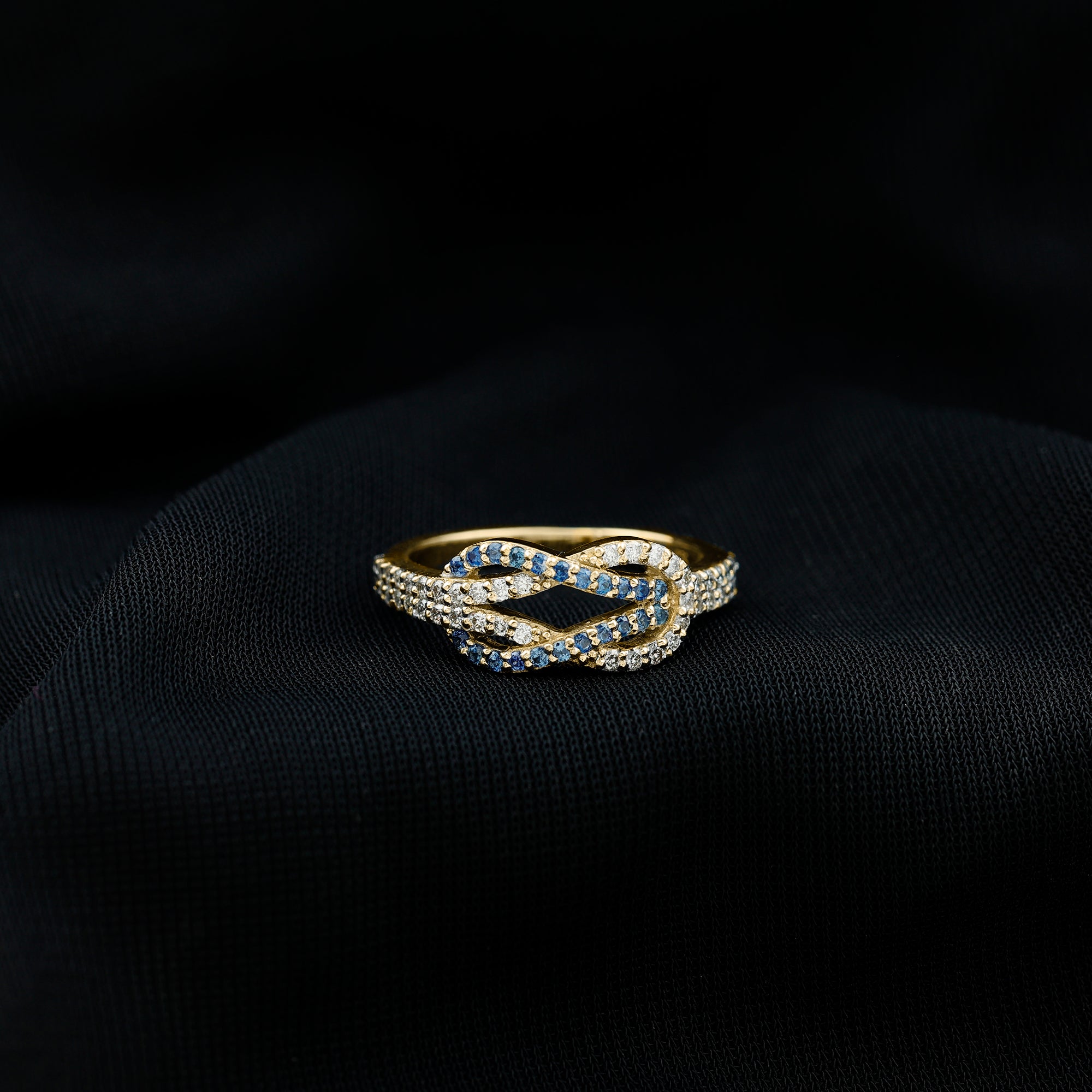 Rosec Jewels-Natural Blue Sapphire Diamond Interlock Ring for Women