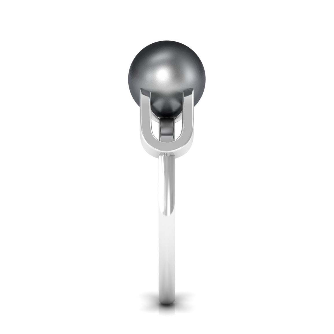 Split Shank Tahitian Pearl Solitaire Engagement Ring with Diamond AAA - Rosec Jewels