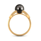 Split Shank Tahitian Pearl Solitaire Engagement Ring with Diamond AAA - Rosec Jewels