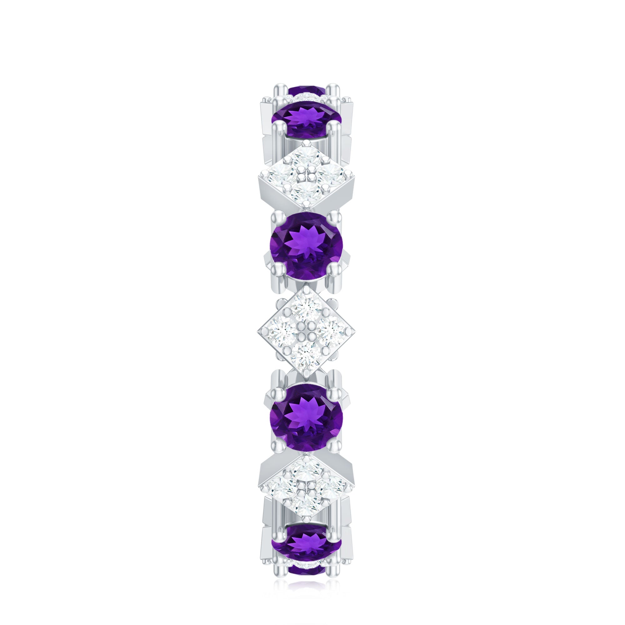 Natural Amethyst Diamond Eternity Ring for Women AAA - Rosec Jewels
