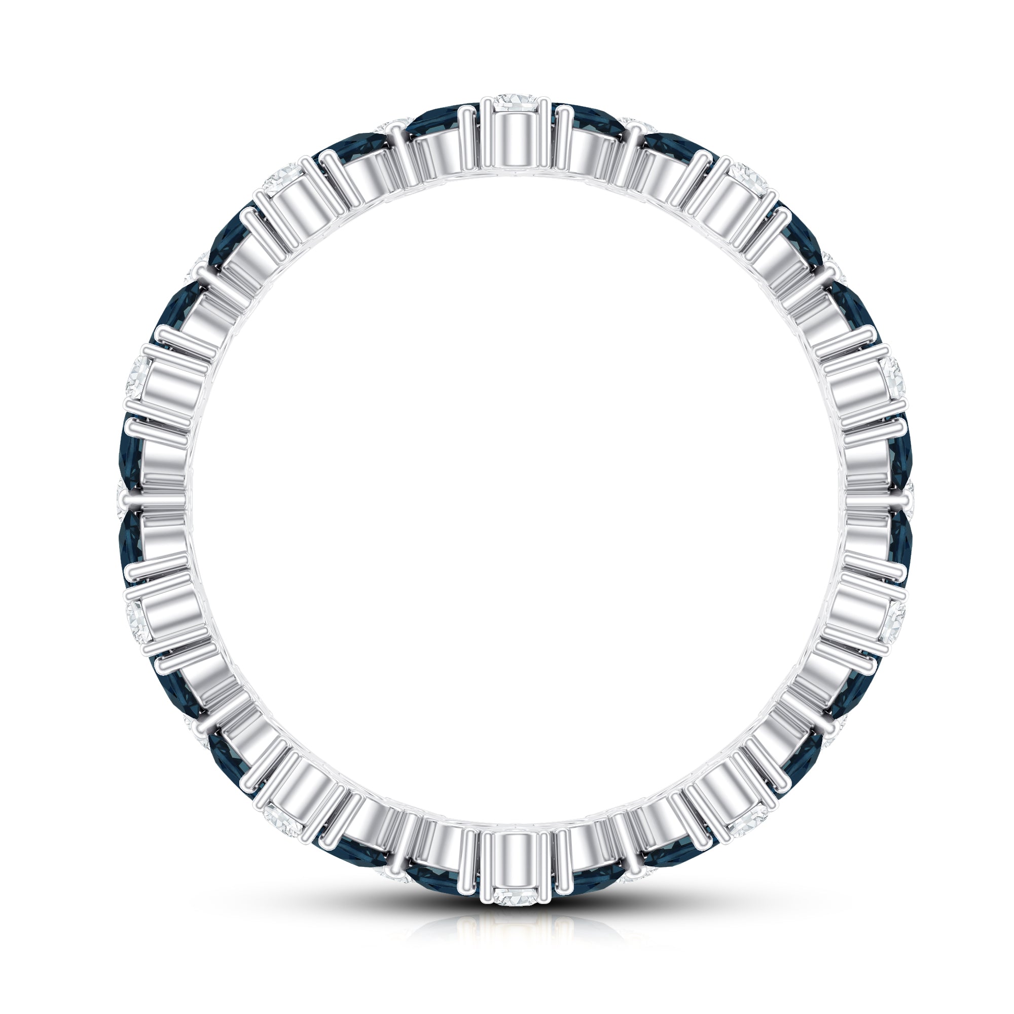 Pear Shaped London Blue Topaz and Diamond Full Eternity Band AAA - Rosec Jewels