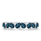 Pear Shaped London Blue Topaz and Diamond Full Eternity Band AAA - Rosec Jewels