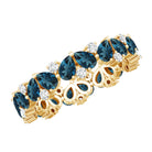 Pear Shaped London Blue Topaz and Diamond Full Eternity Band AAA - Rosec Jewels