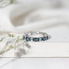 Oval Cut London Blue Topaz Full Eternity Band with Diamond AAA - Rosec Jewels