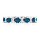 Oval Cut London Blue Topaz Full Eternity Band with Diamond AAA - Rosec Jewels