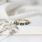 Oval Cut London Blue Topaz Full Eternity Band with Diamond AAA - Rosec Jewels