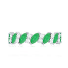 Natural Emerald Diamond Half Eternity Band Ring for Anniversary AAA - Rosec Jewels