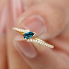 Rosec Jewels-Genuine London Blue Topaz Promise Ring with Diamond