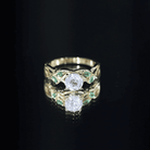 Lab Grown Diamond Engagement Ring With Emerald Lab - ( EF-VS ) - Rosec Jewels