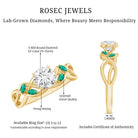 Lab Grown Diamond Engagement Ring With Emerald Lab - ( EF-VS ) - Rosec Jewels
