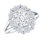 Certified Oval Cut Lab Diamond Statement Engagement Ring Lab - ( EF-VS ) - Rosec Jewels
