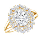 Certified Oval Cut Lab Diamond Statement Engagement Ring Lab - ( EF-VS ) - Rosec Jewels