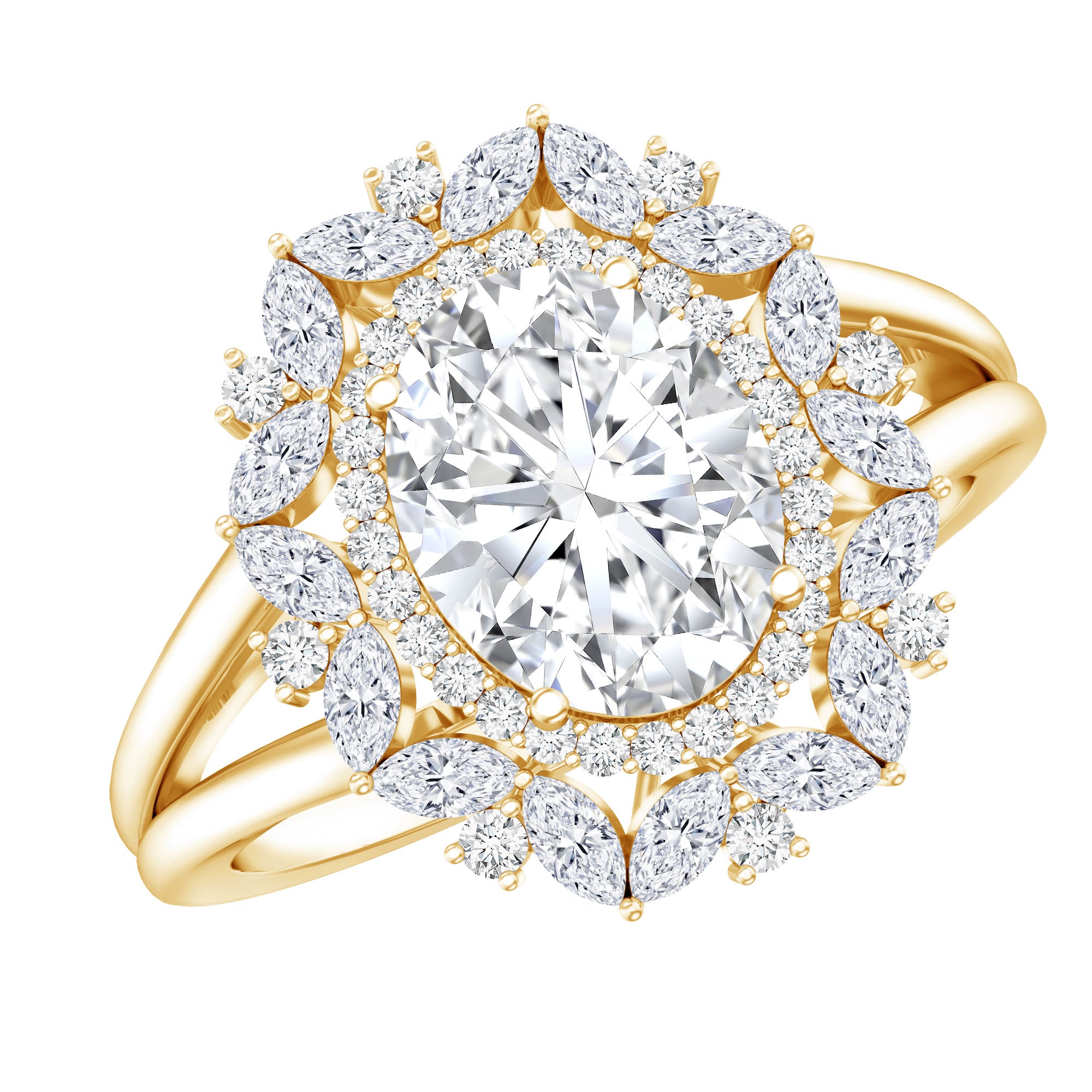 Certified Oval Cut Lab Diamond Statement Engagement Ring Lab - ( EF-VS ) - Rosec Jewels