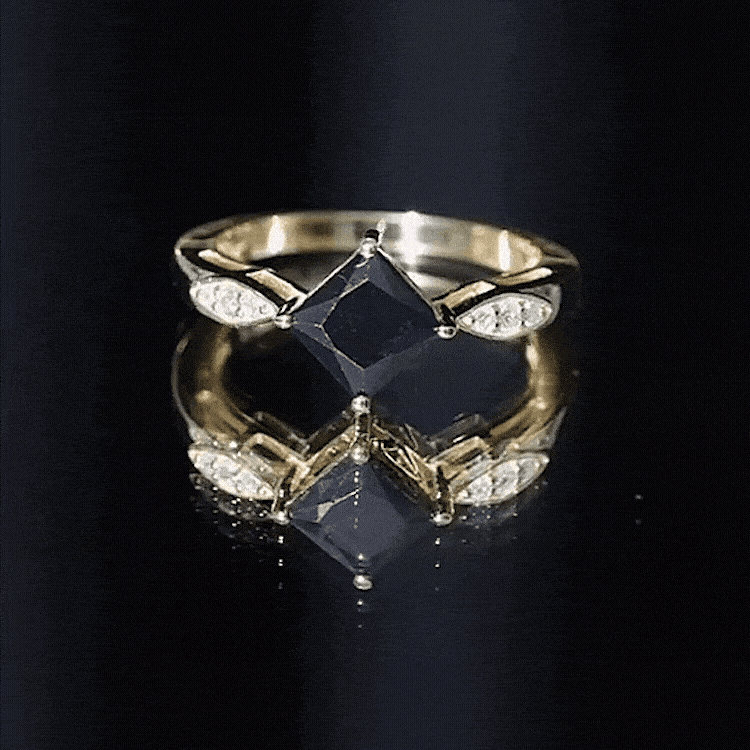 Certified 1 Carat Princess Cut Lab Grown Black and White Diamond Engagement Ring AAAA ( Synthetic ) - Rosec Jewels