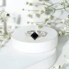 Certified 1 Carat Princess Cut Lab Grown Black and White Diamond Engagement Ring AAAA ( Synthetic ) - Rosec Jewels