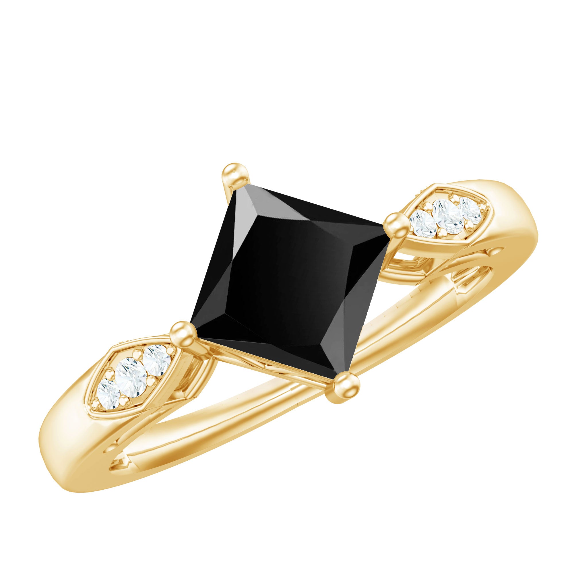 Certified 1 Carat Princess Cut Lab Grown Black and White Diamond Engagement Ring AAAA ( Synthetic ) - Rosec Jewels