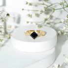 Certified 1 Carat Princess Cut Lab Grown Black and White Diamond Engagement Ring AAAA ( Synthetic ) - Rosec Jewels