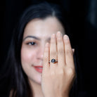 Classic Black Pearl Ring with Diamond Side Stones AAAA - Rosec Jewels