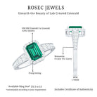 Rosec Jewels-Certified Emerald Cut Lab Grown Emerald Vintage Engagement Ring with Diamond