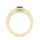 Rosec Jewels-Certified Emerald Cut Lab Grown Emerald Vintage Engagement Ring with Diamond