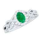 Designer Emerald Oval Engagement Ring with Diamond Halo AAA - Rosec Jewels