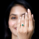 Designer Emerald Oval Engagement Ring with Diamond Halo AAA - Rosec Jewels