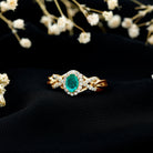 Designer Emerald Oval Engagement Ring with Diamond Halo AAA - Rosec Jewels