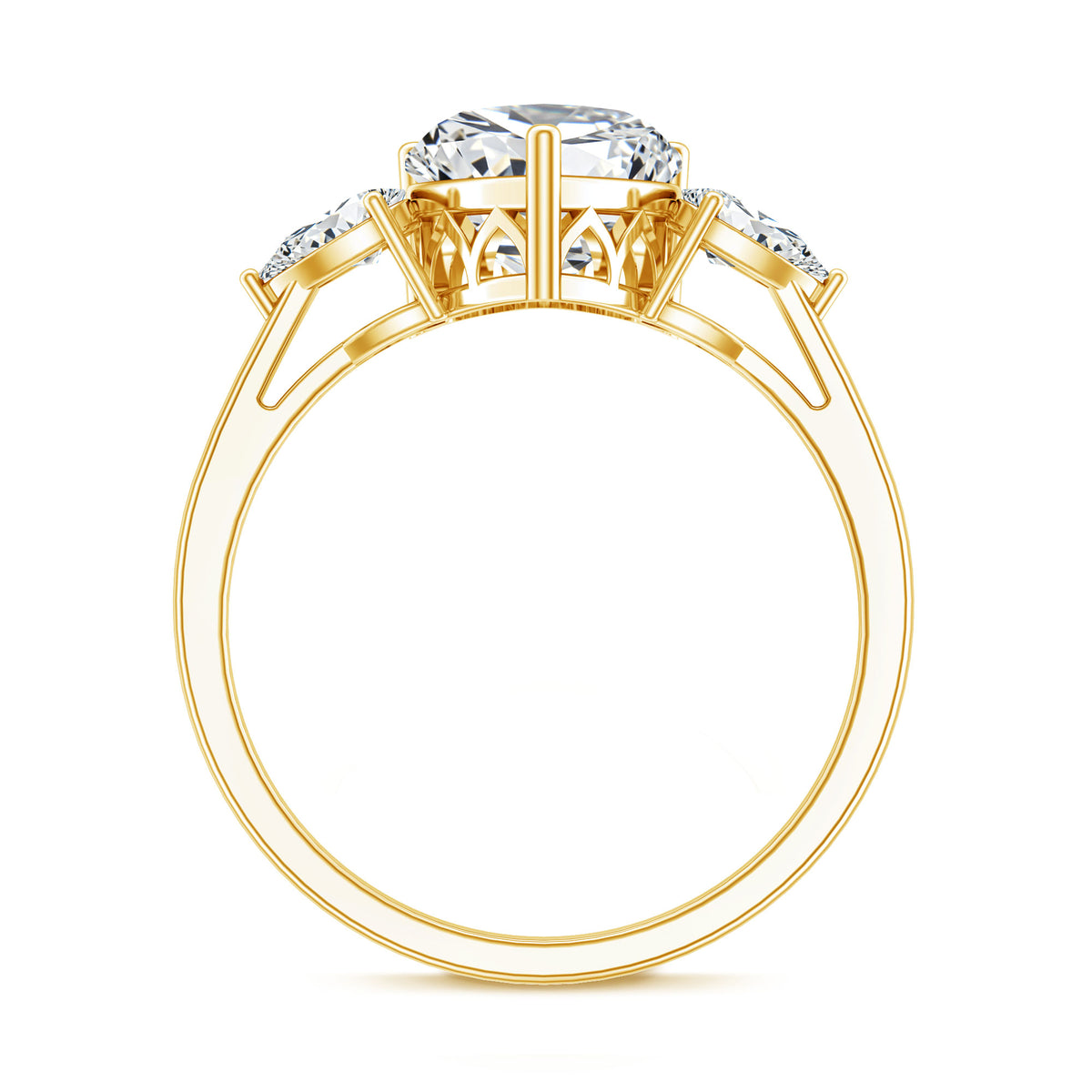 IGI Certified 2 Carat Lab Grown Diamond Heart Engagement Ring with Side Stones Lab - ( E-VS1 ) - Rosec Jewels