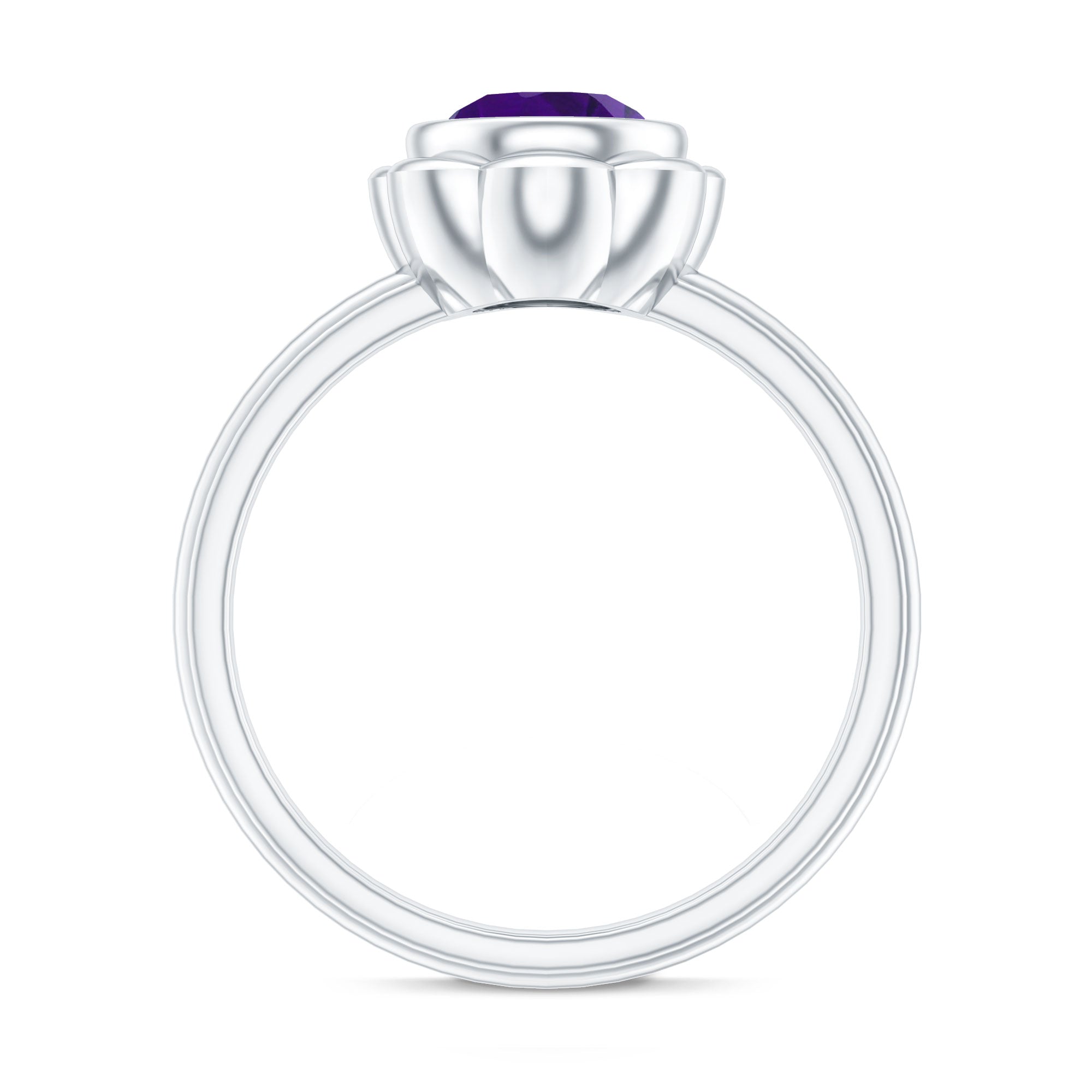 Rosec Jewels-1 Carat Amethyst Engagement Ring in Bezel Setting