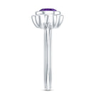 1.2 Carat Amethyst Engagement Ring in Bezel Setting AAA - Rosec Jewels