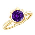 1.2 Carat Amethyst Engagement Ring in Bezel Setting AAA - Rosec Jewels