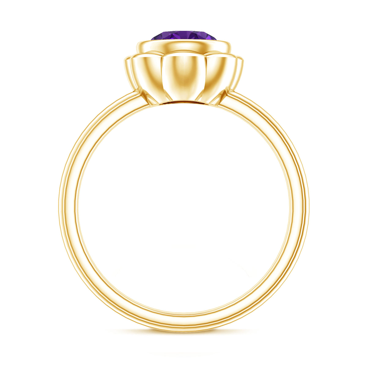 1.2 Carat Amethyst Engagement Ring in Bezel Setting AAA - Rosec Jewels