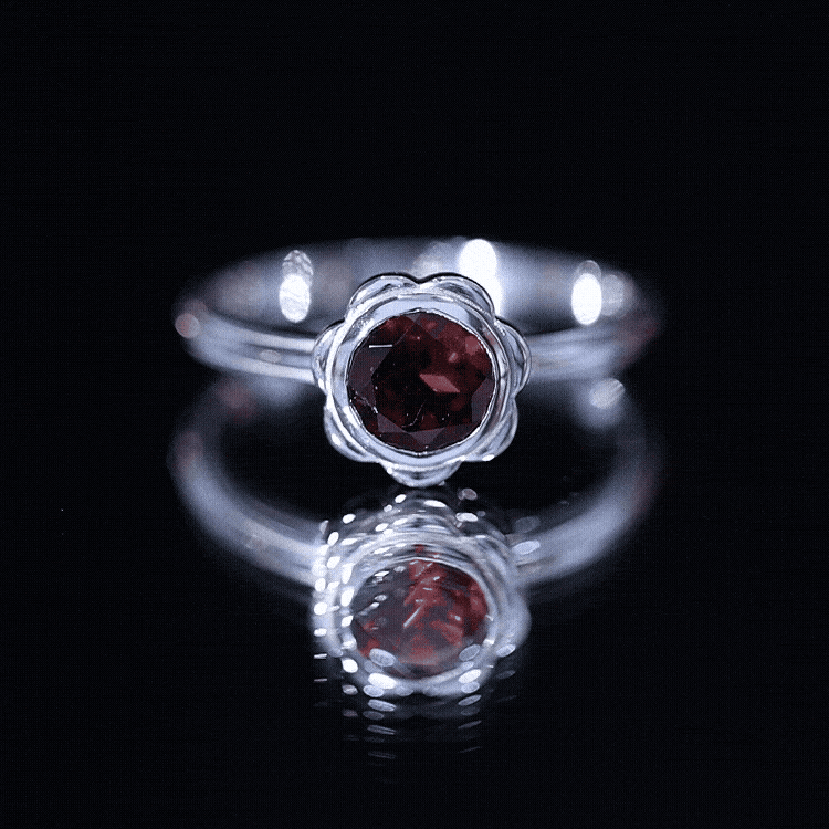 1.7 Carat Round Cut Garnet Flower Engagement Ring for Women AAA - Rosec Jewels