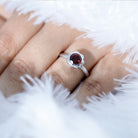 1.7 Carat Round Cut Garnet Flower Engagement Ring for Women AAA - Rosec Jewels